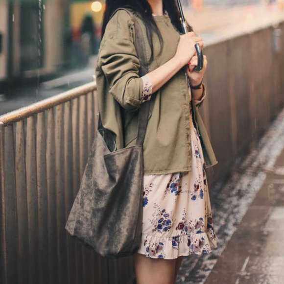 Long-Sleeved Floral Print Chiffon Dress Size Small in Light Tan - Picture 3 of 15